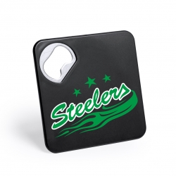 Steelers - 2in1 Untersetzer und Flaschenöffner schwarz - Logo