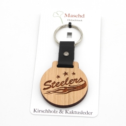 Steelers - Holz-Schlüsselanhänger rund - S1