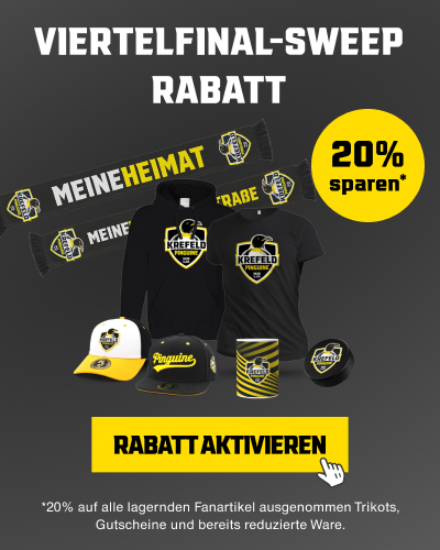 20% Viertelfinal-Sweep-Rabatt der Krefeld Pinguine